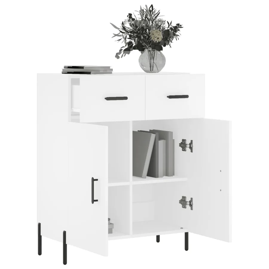 Buffet blanc 69,5x34x90 cm bois d'ingénierie - 4