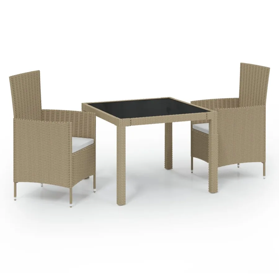 Ensemble à manger d'extérieur 3 pcs et coussins Résine tressée - 2