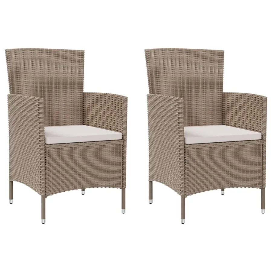 Ensemble à manger d'extérieur 3 pcs et coussins Résine tressée - 3