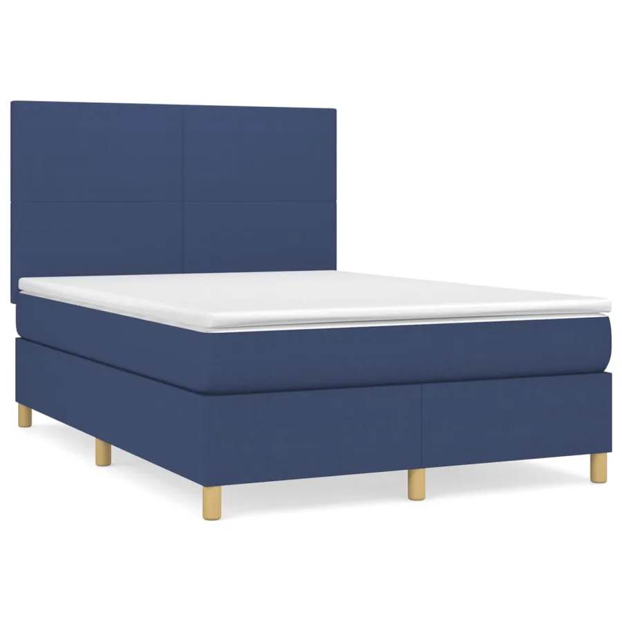 Sommier à lattes de lit avec matelas Bleu 140x190 cm Tissu - 2
