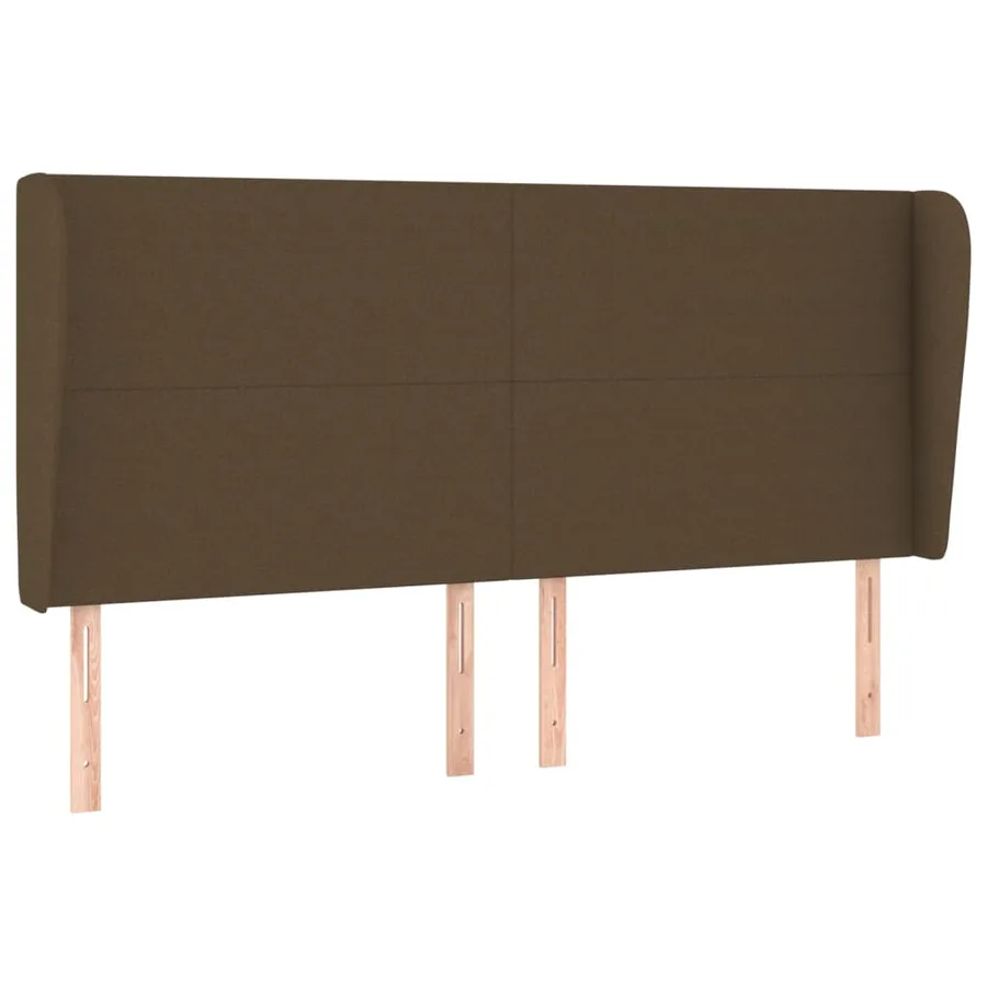 Tête de lit avec oreilles Marron foncé 203x23x118/128 cm Tissu - 2