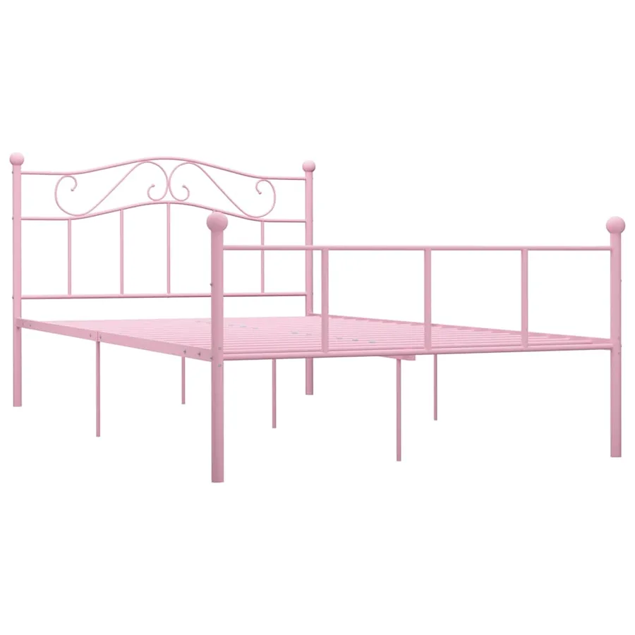 Cadre de lit sans matelas rose métal 120x200 cm - 2
