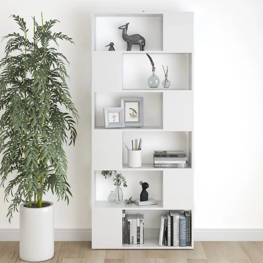 Bibliothèque/Séparateur de pièce Blanc Bois d'ingénierie - 6