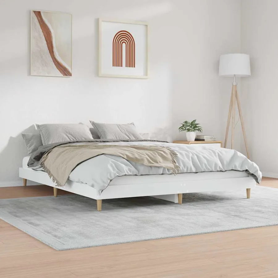 Cadre de lit sans matelas blanc 120x200 cm bois ingénierie - 4