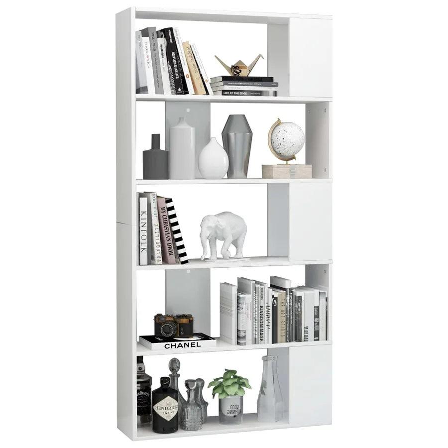 Bibliothèque/Séparateur de pièce Blanc brillant 80x24x159 cm - 3