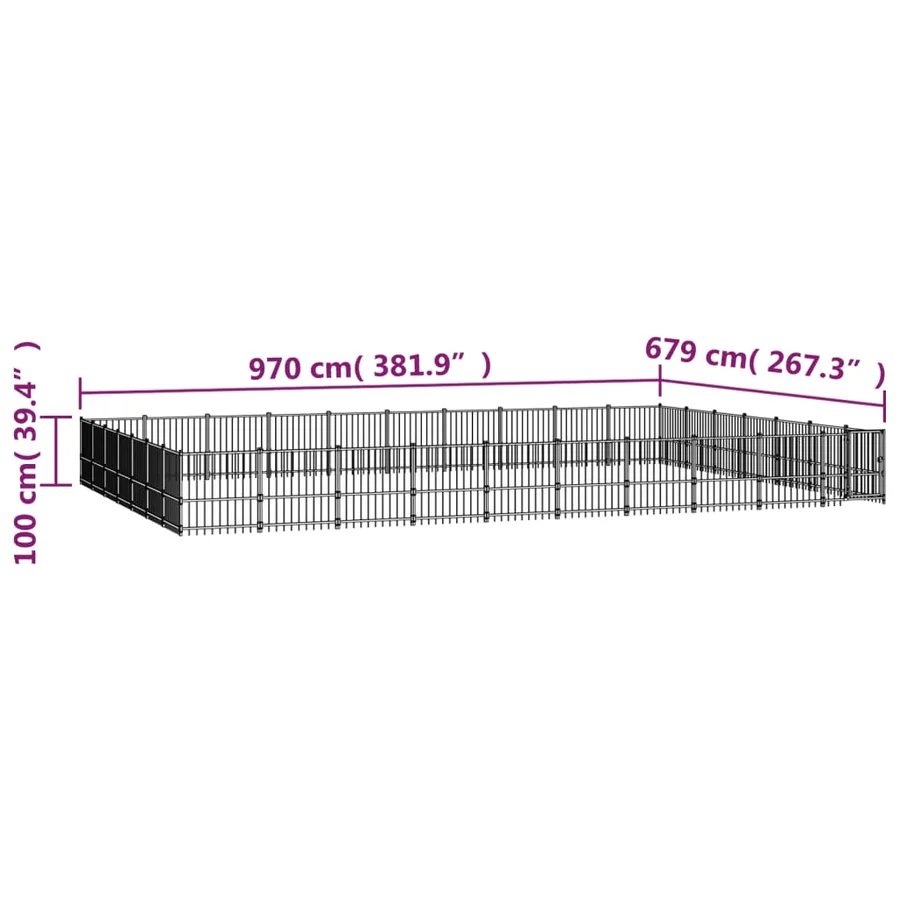 Chenil d'extérieur pour chiens Acier 65,86 m² - 6