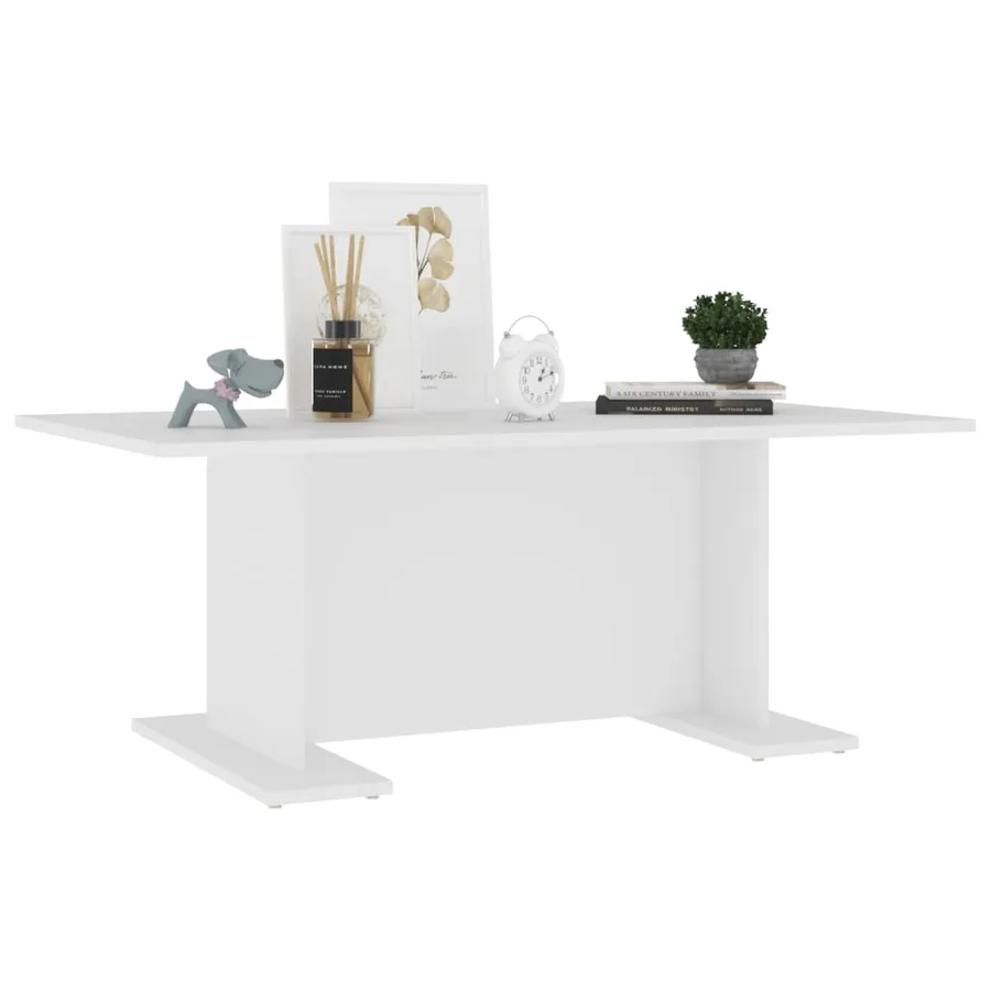 Table basse blanc 103,5x60x40 cm bois d'ingénierie - 3
