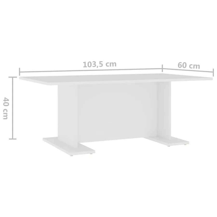 Table basse blanc 103,5x60x40 cm bois d'ingénierie - 6