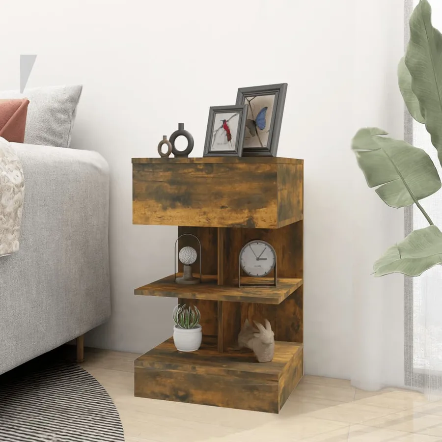 Tables de chevet 2 pcs chêne fumé 40x35x65 cm bois d’ingénierie - 3