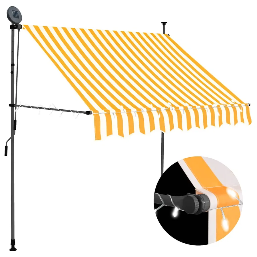 Auvent manuel rétractable avec LED 100 cm Blanc et orange