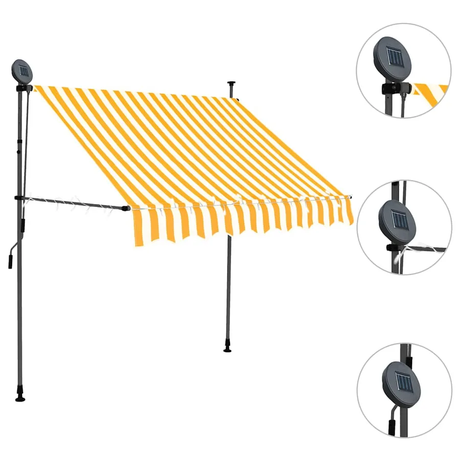 Auvent manuel rétractable avec LED 100 cm Blanc et orange - 3