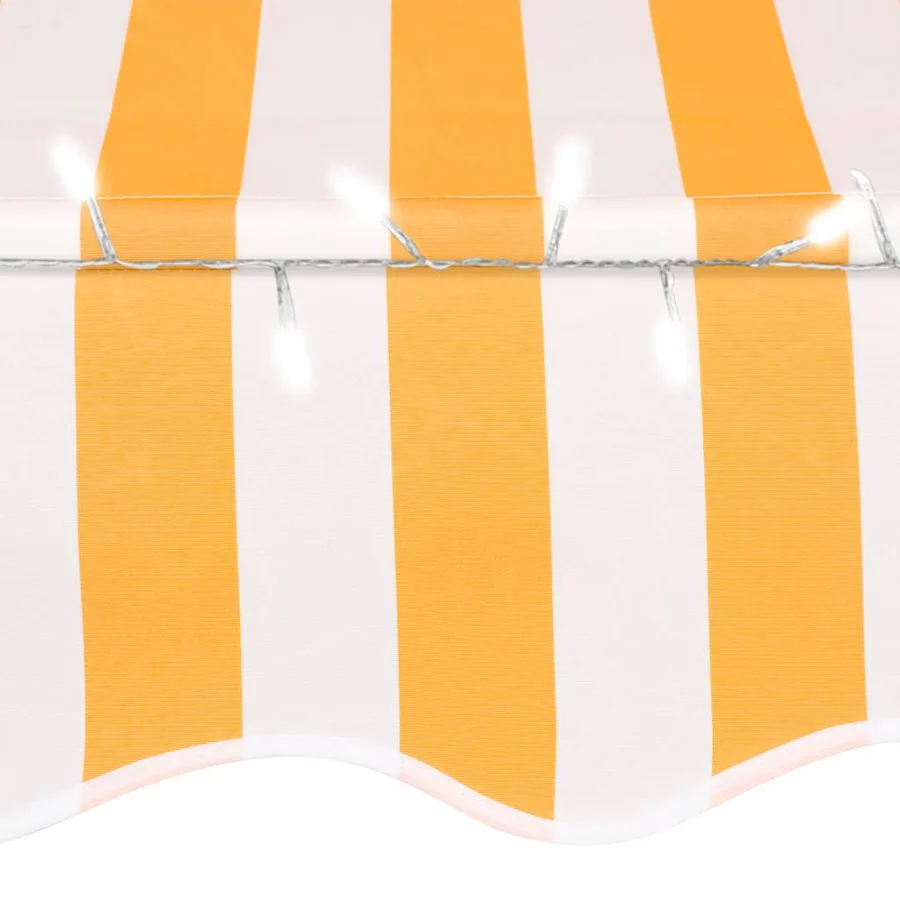 Auvent manuel rétractable avec LED 100 cm Blanc et orange - 5