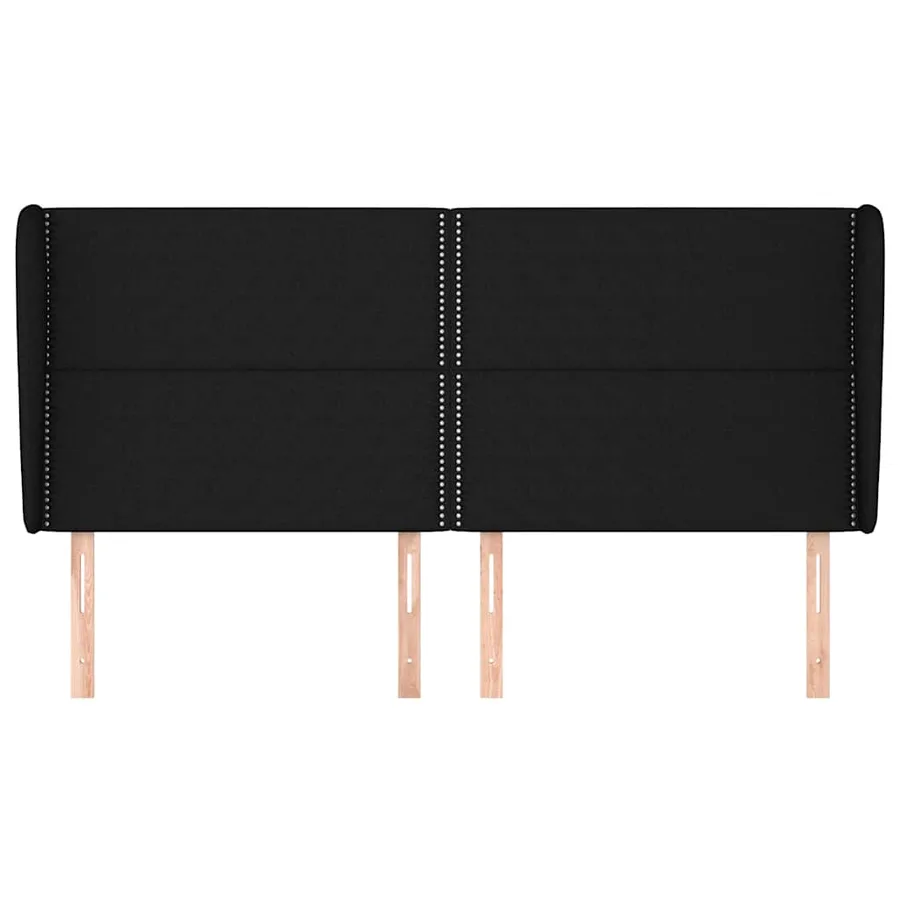 Tête de lit avec oreilles Noir 183x23x118/128 cm Tissu - 3