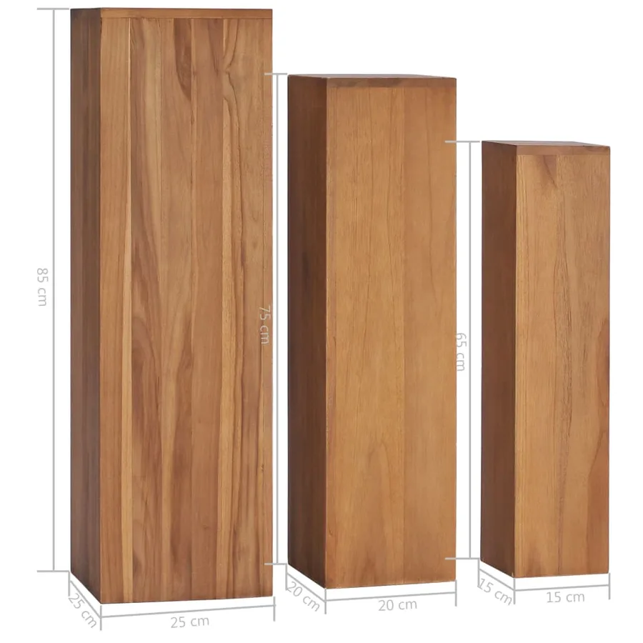 Ensemble de supports de plantes 3 pcs Bois de teck solide - 5