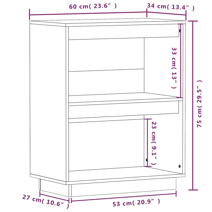 Armoire console Marron miel 60x34x75 cm Bois de pin solide - 8