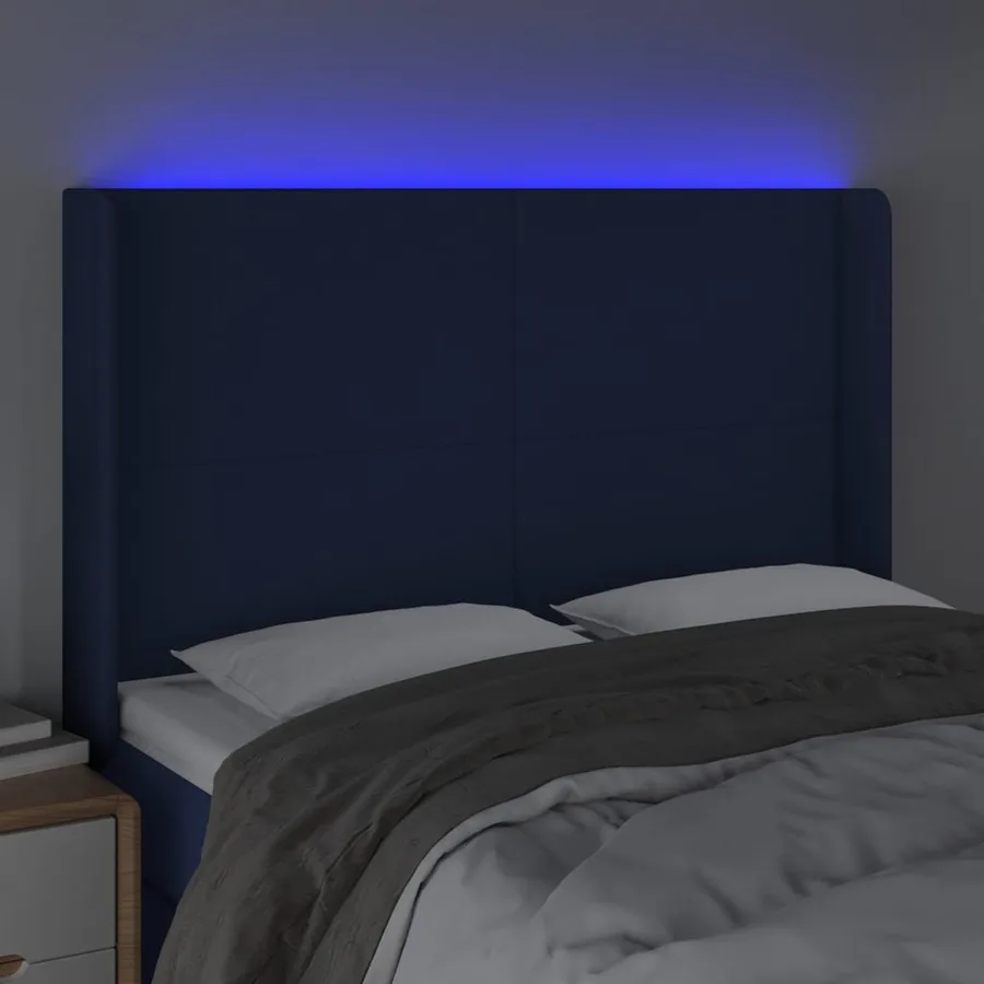 Tête de lit à LED Bleu 147x16x118/128 cm Tissu - 4