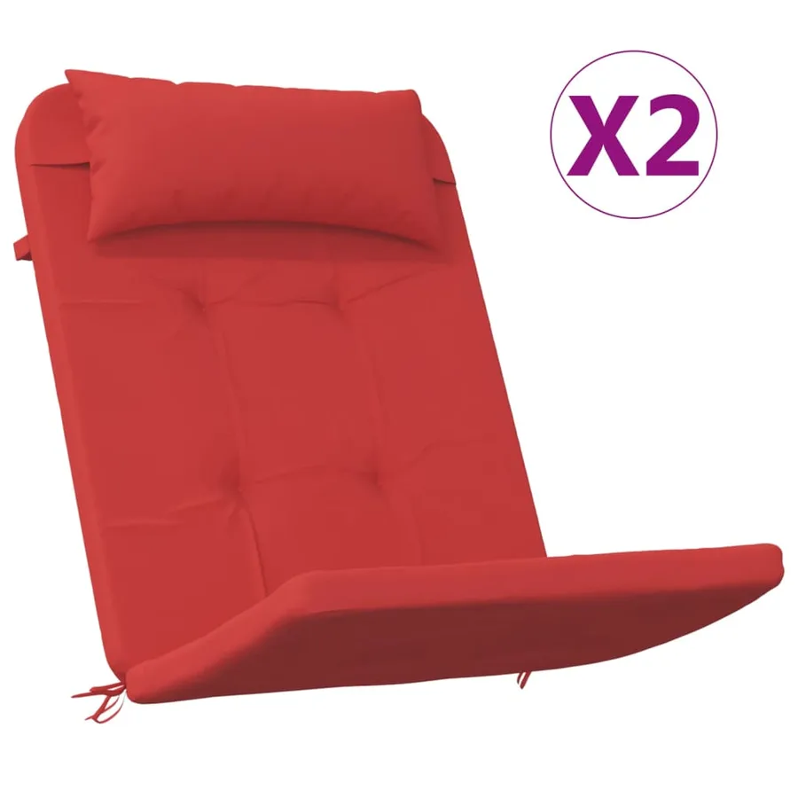 Coussins de chaise adirondack lot de 2 rouge tissu oxford - 2