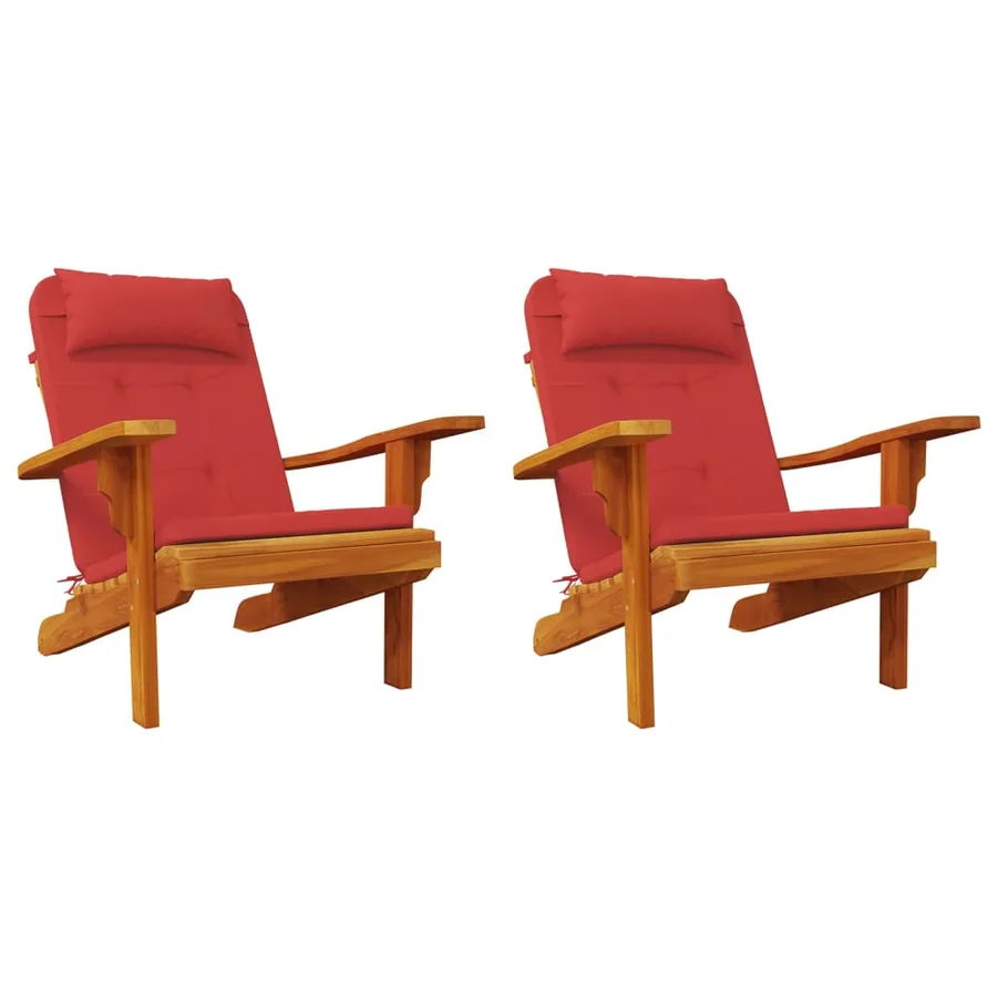 Coussins de chaise adirondack lot de 2 rouge tissu oxford - 4