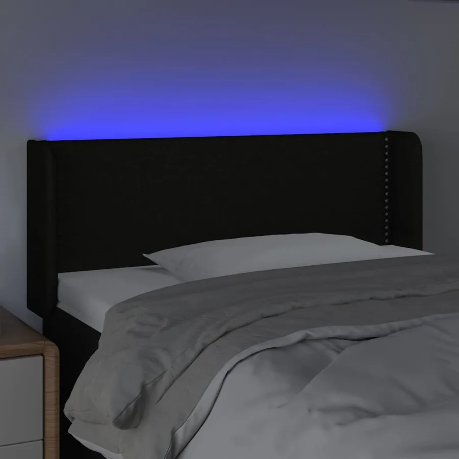 Tête de lit à LED Noir 93x16x78/88 cm Tissu - 4