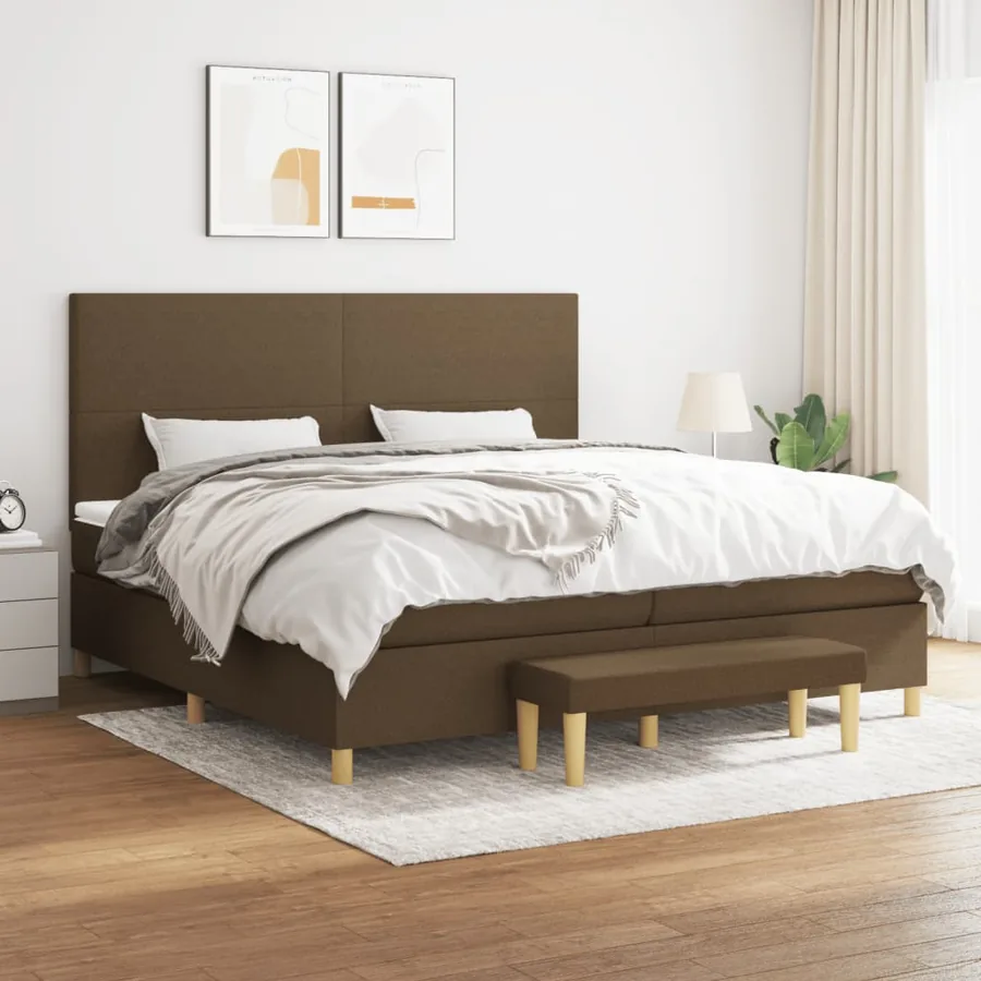 Sommier à lattes de lit avec matelas Marron foncé 200x200 cm