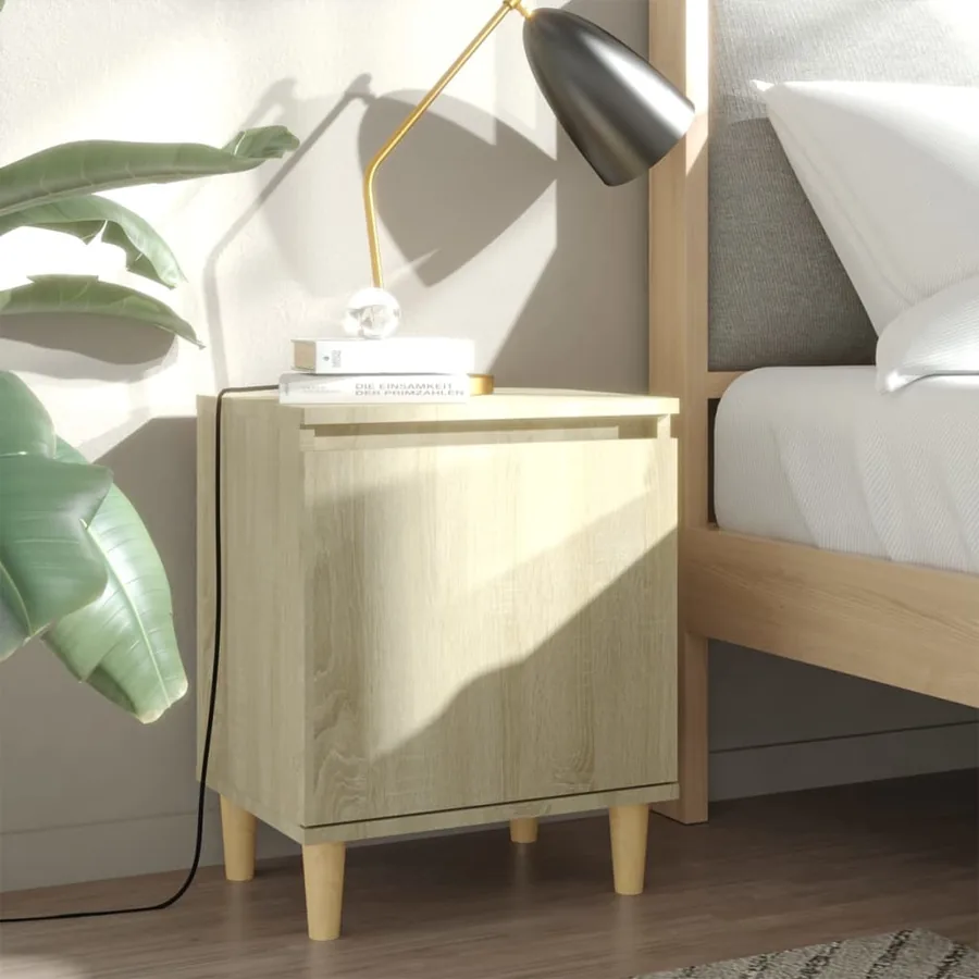 Tables de chevet pieds en bois 2 pcs Chêne sonoma 40x30x50 cm