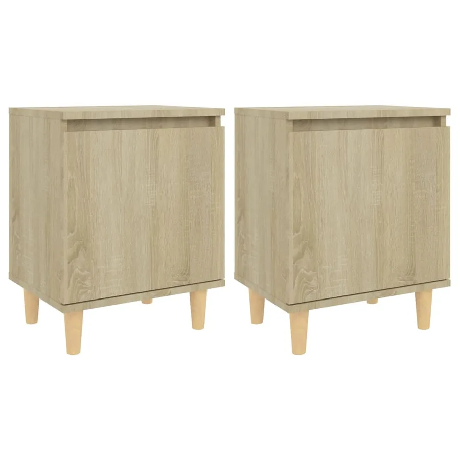 Tables de chevet pieds en bois 2 pcs Chêne sonoma 40x30x50 cm - 2