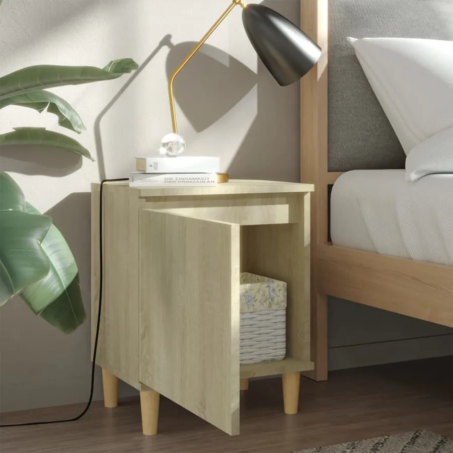 Tables de chevet pieds en bois 2 pcs Chêne sonoma 40x30x50 cm - 3