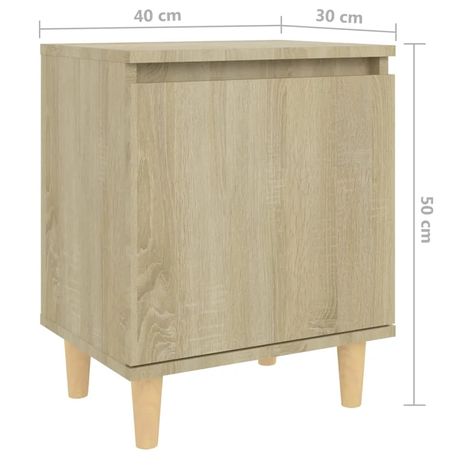 Tables de chevet pieds en bois 2 pcs Chêne sonoma 40x30x50 cm - 9