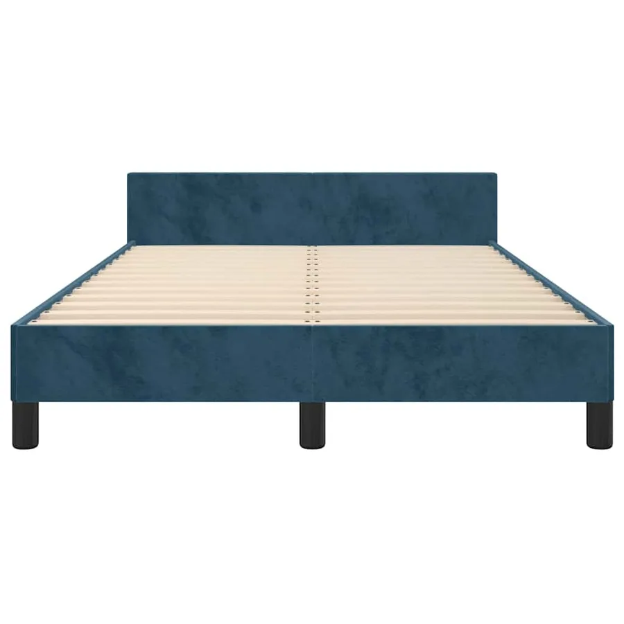 Cadre de lit sans matelas bleu foncé 120x200 cm velours - 6