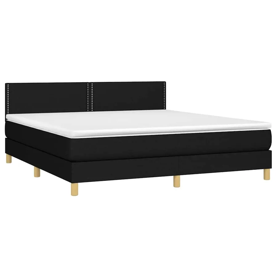 Sommier à lattes de lit avec matelas LED Noir 180x200 cm Tissu - 4