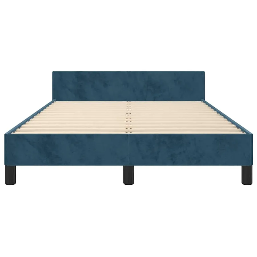 Cadre de lit sans matelas bleu foncé 120x200 cm velours - 5
