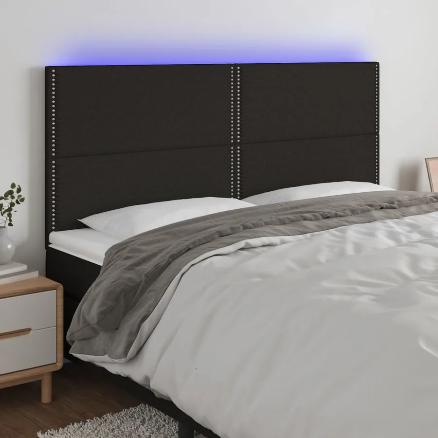 Tête de lit à LED Noir 180x5x118/128 cm Tissu