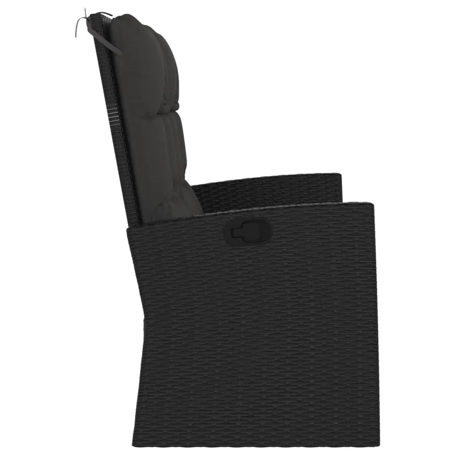 Banc de jardin inclinable et coussins noir 118cm résine tressée - 4