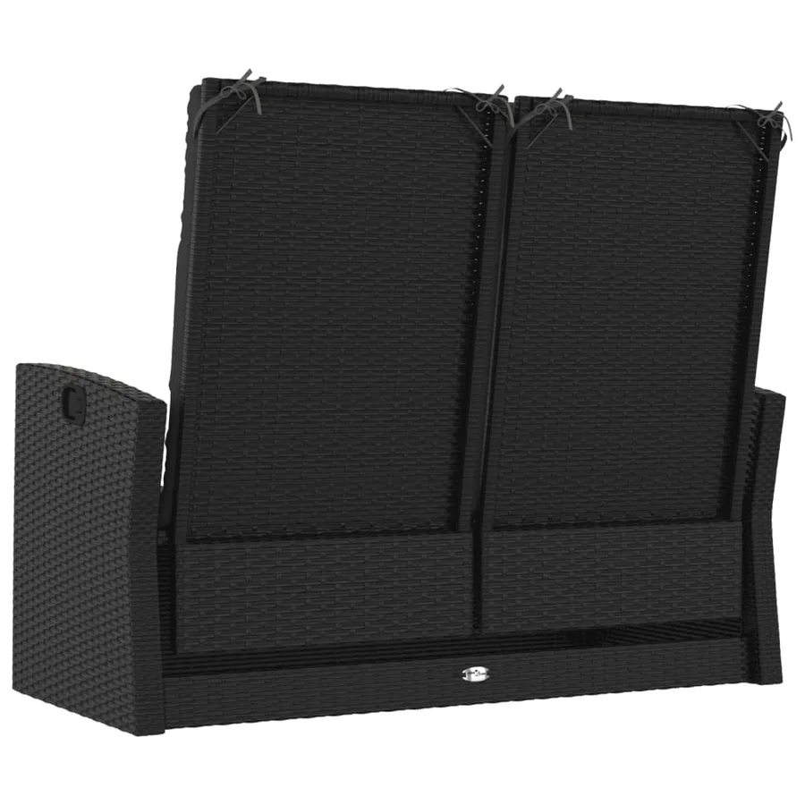Banc de jardin inclinable et coussins noir 118cm résine tressée - 5