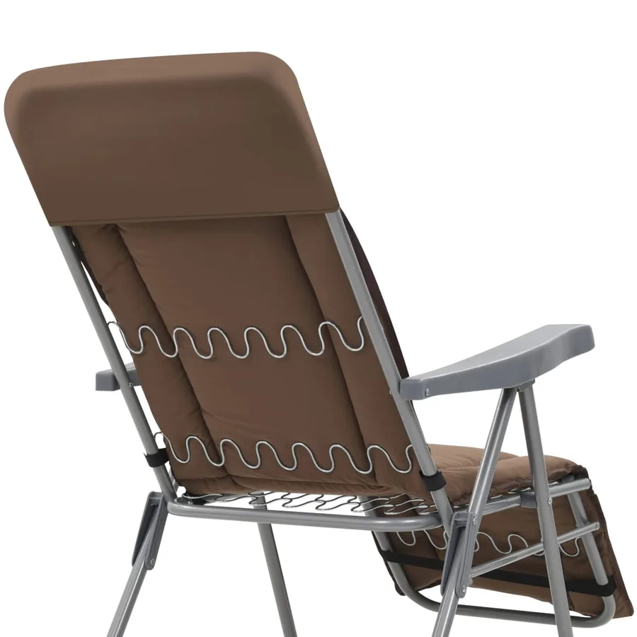Chaises pliables de jardin avec coussins lot de 2 Marron - 5