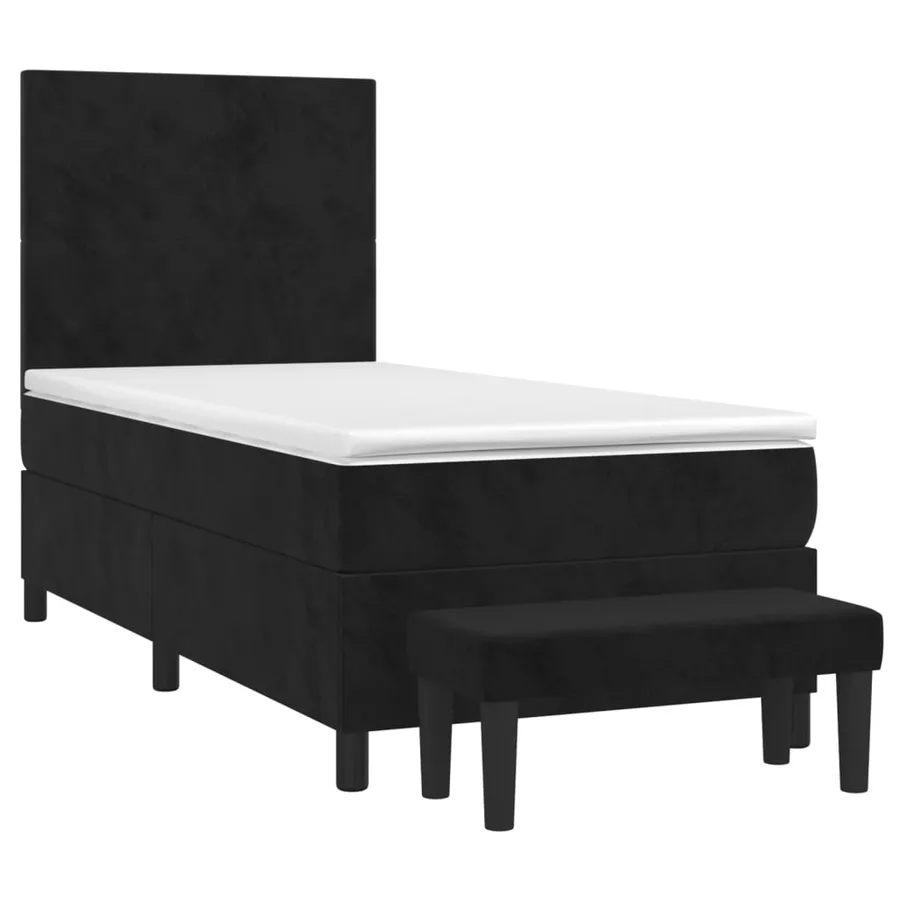 Sommier à lattes de lit et matelas Noir 80x200 cm Velours - 3