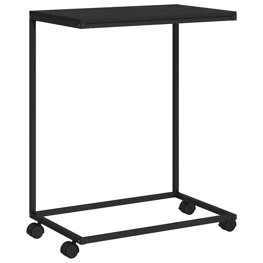 Table d'appoint avec roues noir 55x35x70 cm bois d'ingénierie - 2