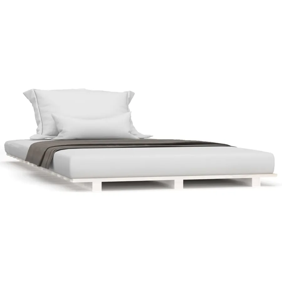 Cadre de lit sans matelas blanc 90x200 cm bois de pin massif - 2