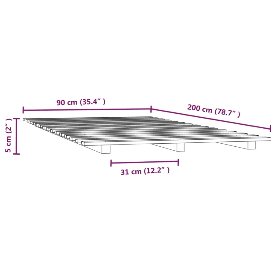 Cadre de lit sans matelas blanc 90x200 cm bois de pin massif - 8