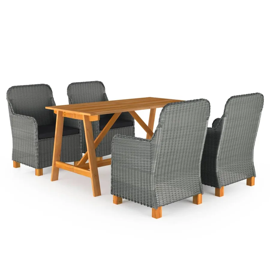 Ensemble à manger de jardin 5 pcs Gris clair