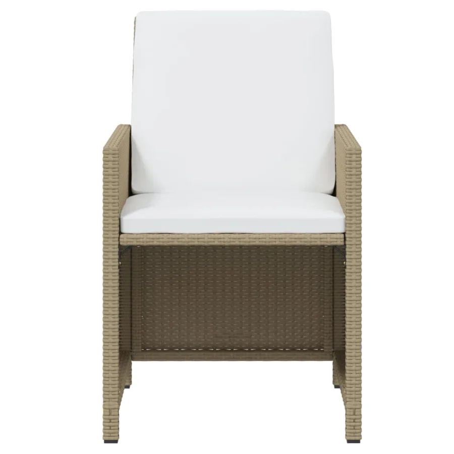 Ensemble à manger de jardin et coussins 15 pcs beige - 6
