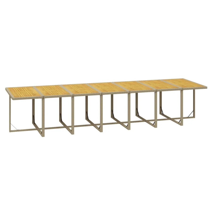 Ensemble à manger de jardin et coussins 15 pcs beige - 7