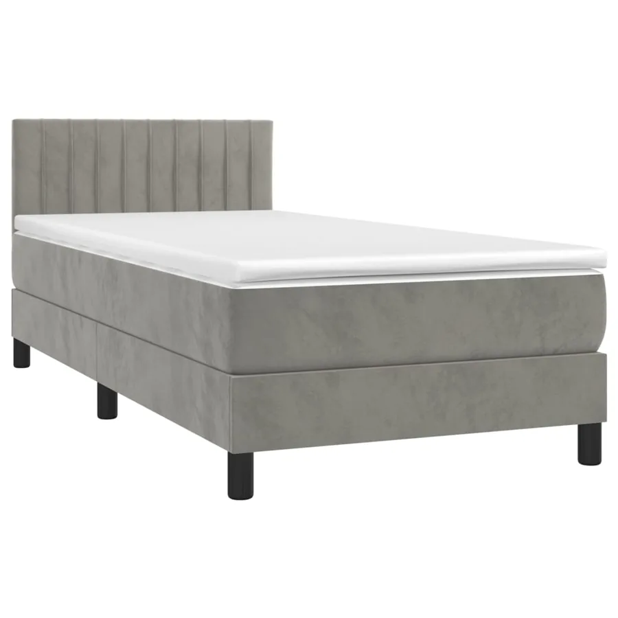 Sommier à lattes de lit et matelas et LED Gris clair 90x200cm - 3