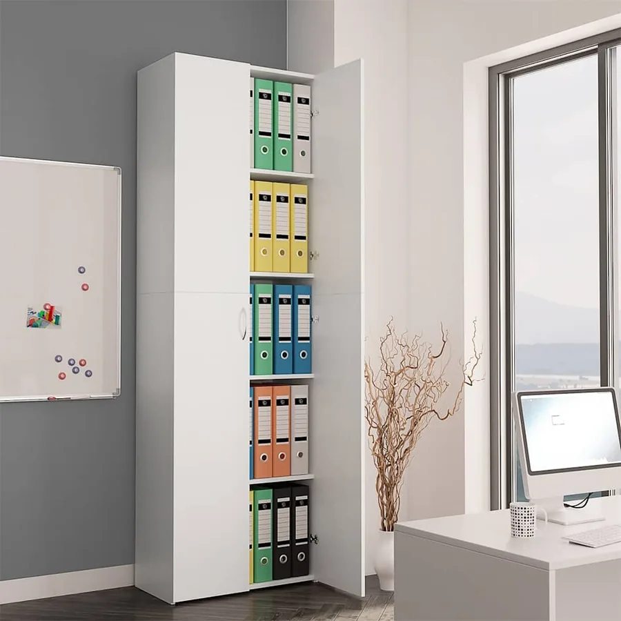 Armoire de bureau Blanc 60 x 32 x 190 cm Bois d'ingénierie