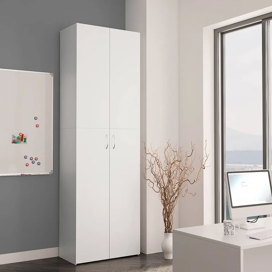 Armoire de bureau Blanc 60 x 32 x 190 cm Bois d'ingénierie - 3