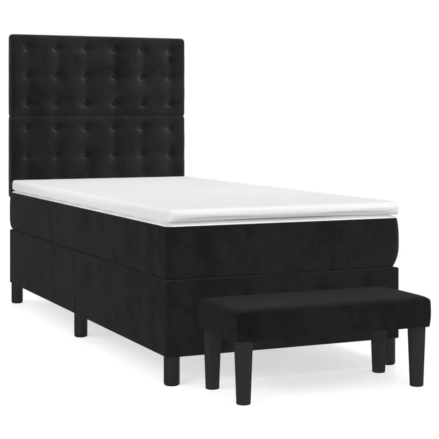 Sommier à lattes de lit et matelas Noir 80x200 cm Velours - 2