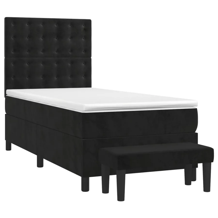 Sommier à lattes de lit et matelas Noir 80x200 cm Velours - 3