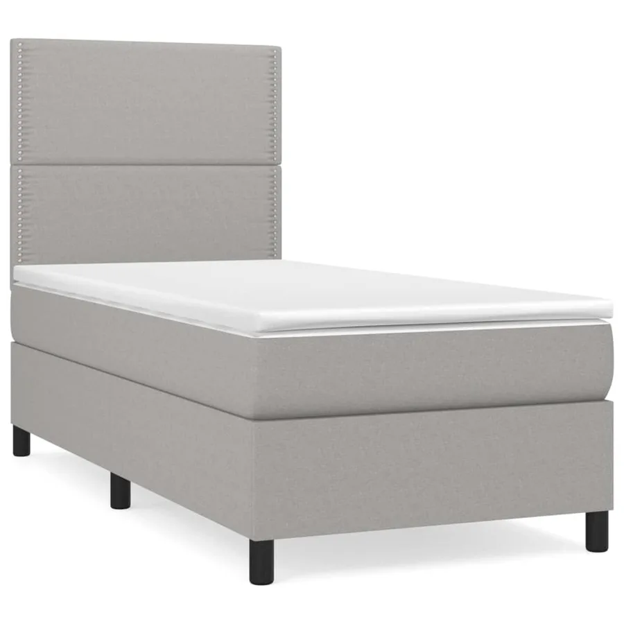 Sommier à lattes de lit avec matelas Gris clair 90x200 cm Tissu - 2