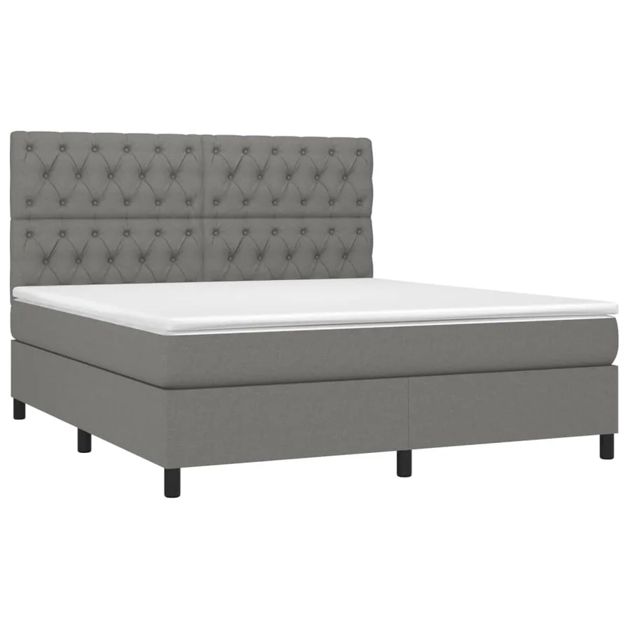 Sommier à lattes de lit et matelas et LED Gris foncé 160x200 cm - 3