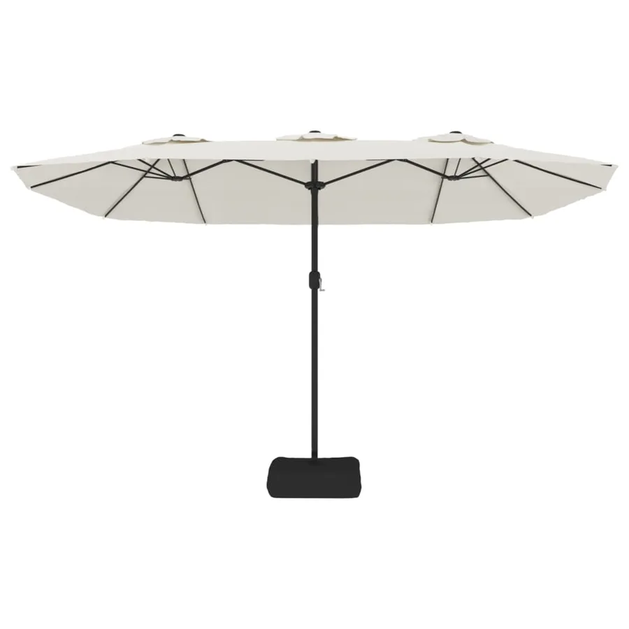 Parasol de jardin à double tête avec LED blanc sable 449x265 cm - 5